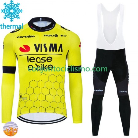 Conjunto Maillot + Culotte largo con tirantes Invierno Termico Visma Lease A Bike 2024